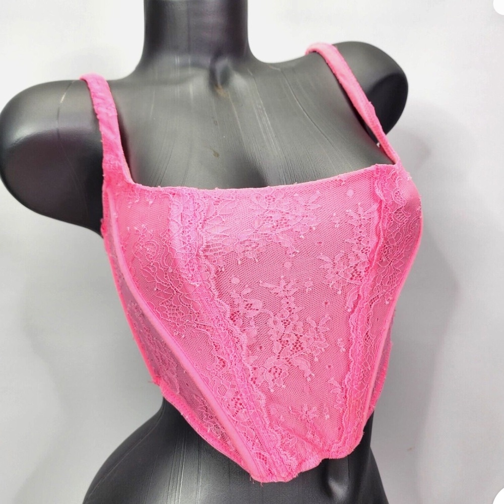 URBAN outfitters hot pink lace corset